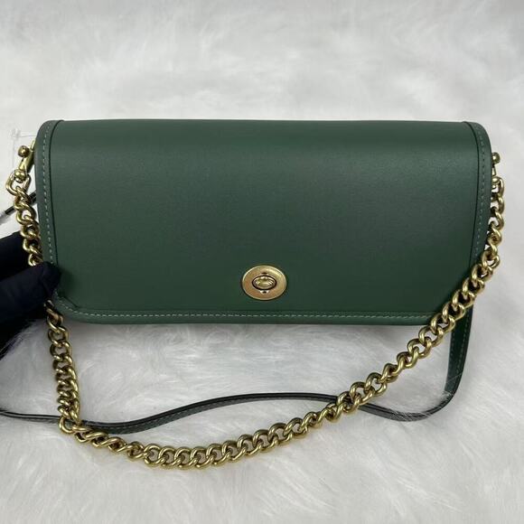Coach Dinky Shoulder Bag Leather/Hunter Green 2 Strap CW641 NWT + Free Gift Box - Picture 2 of 12